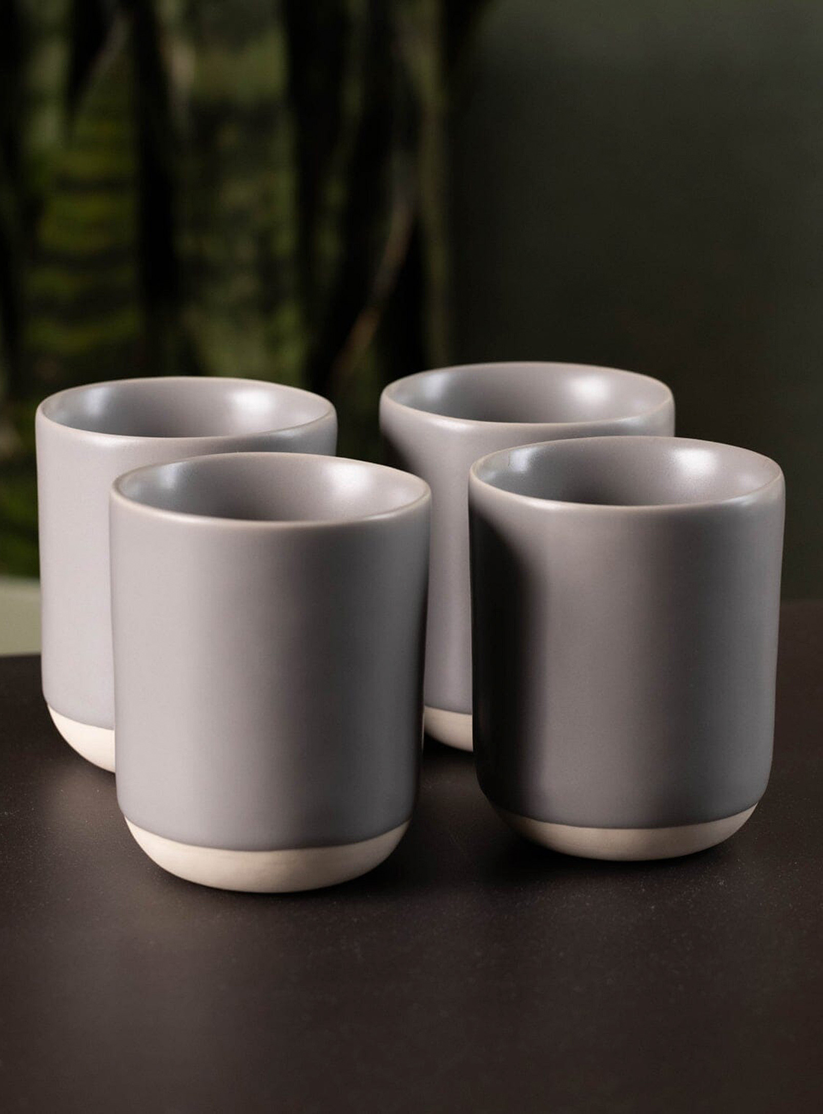Fable Two-tone Stoneware Cups Set Of 4 In Gray