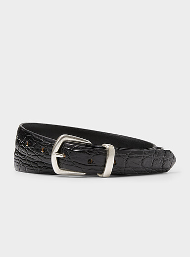 Croc-look faux-leather belt