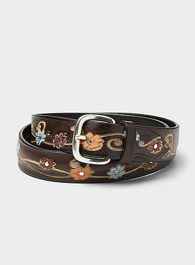 La ceinture fleurs color&eacute;es emboss&eacute;es