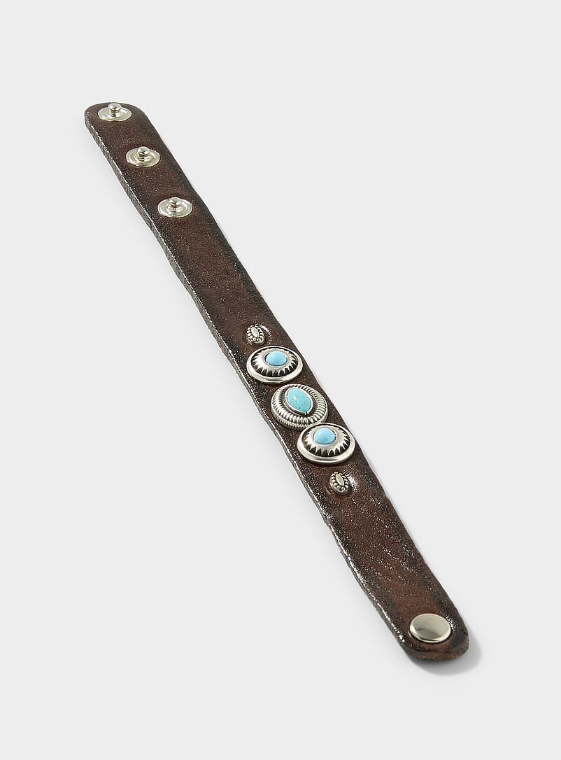 Turquoise accent leather Western bracelet product image 2