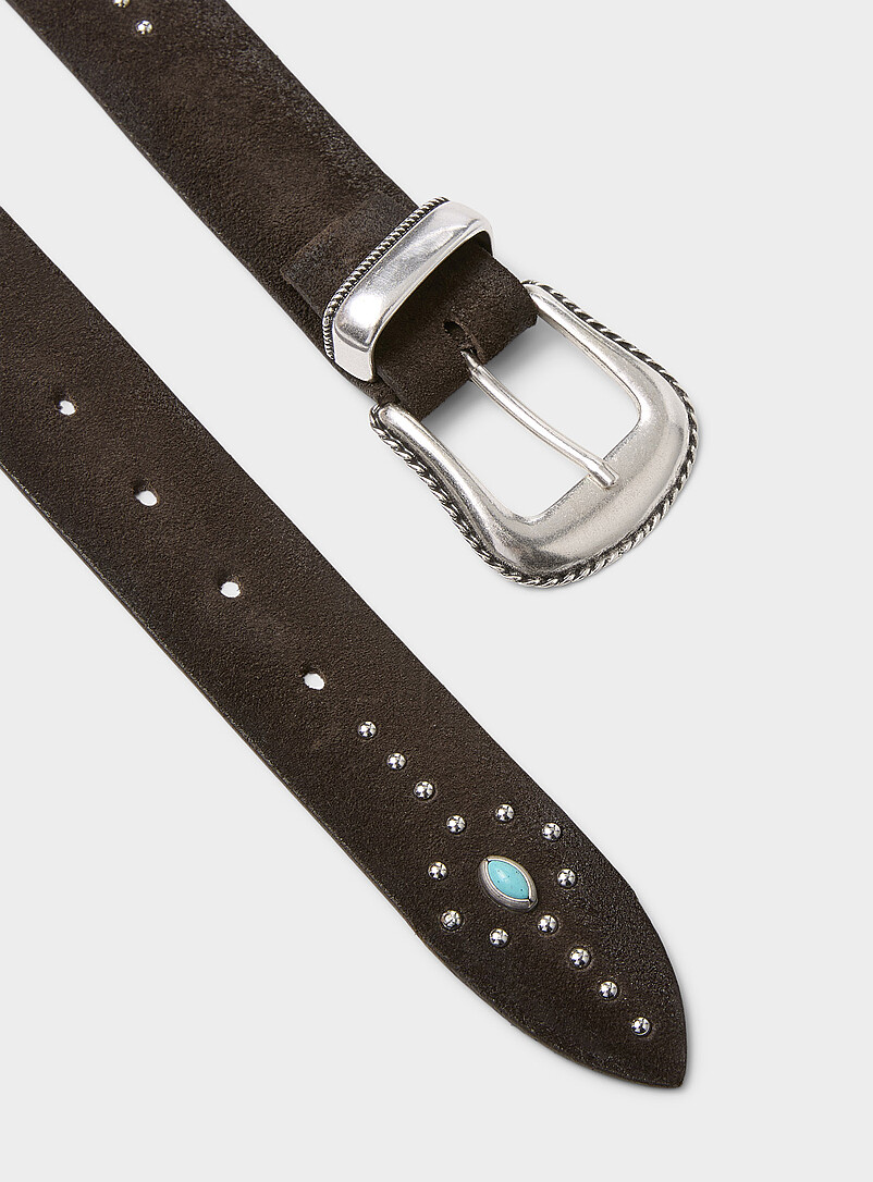 Turquoise-accent suede Western belt product image 2
