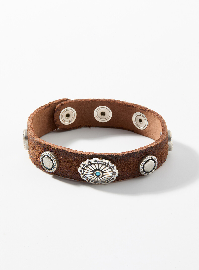 Western medallion suede bracelet product image (primary)