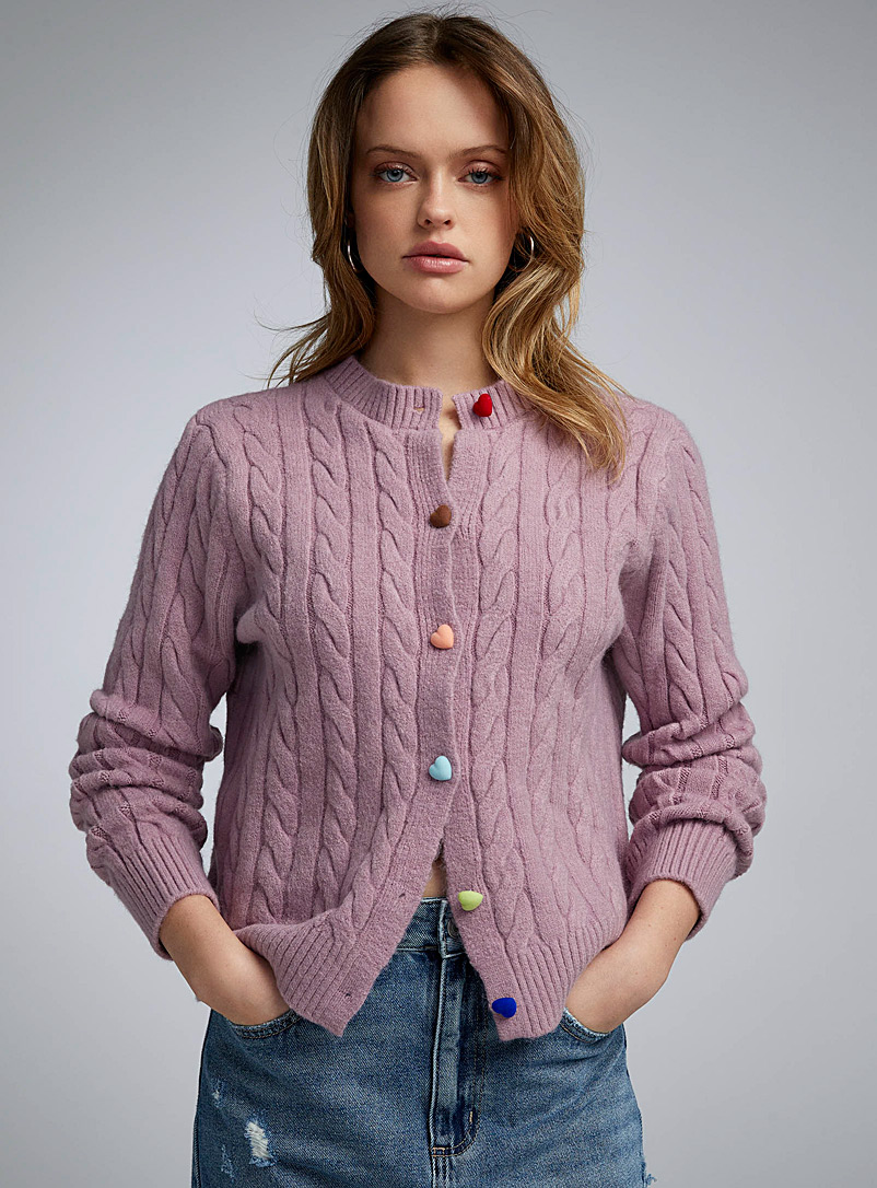 Heart buttons purple cardigan | Twik | Shop Women's Cardigans | Simons
