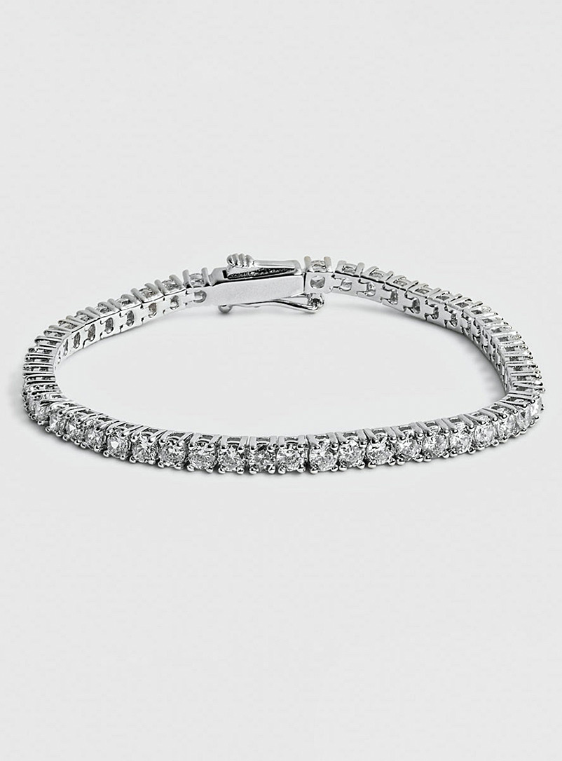 DRAE Silver Shimmering crystals thin tennis bracelet for error