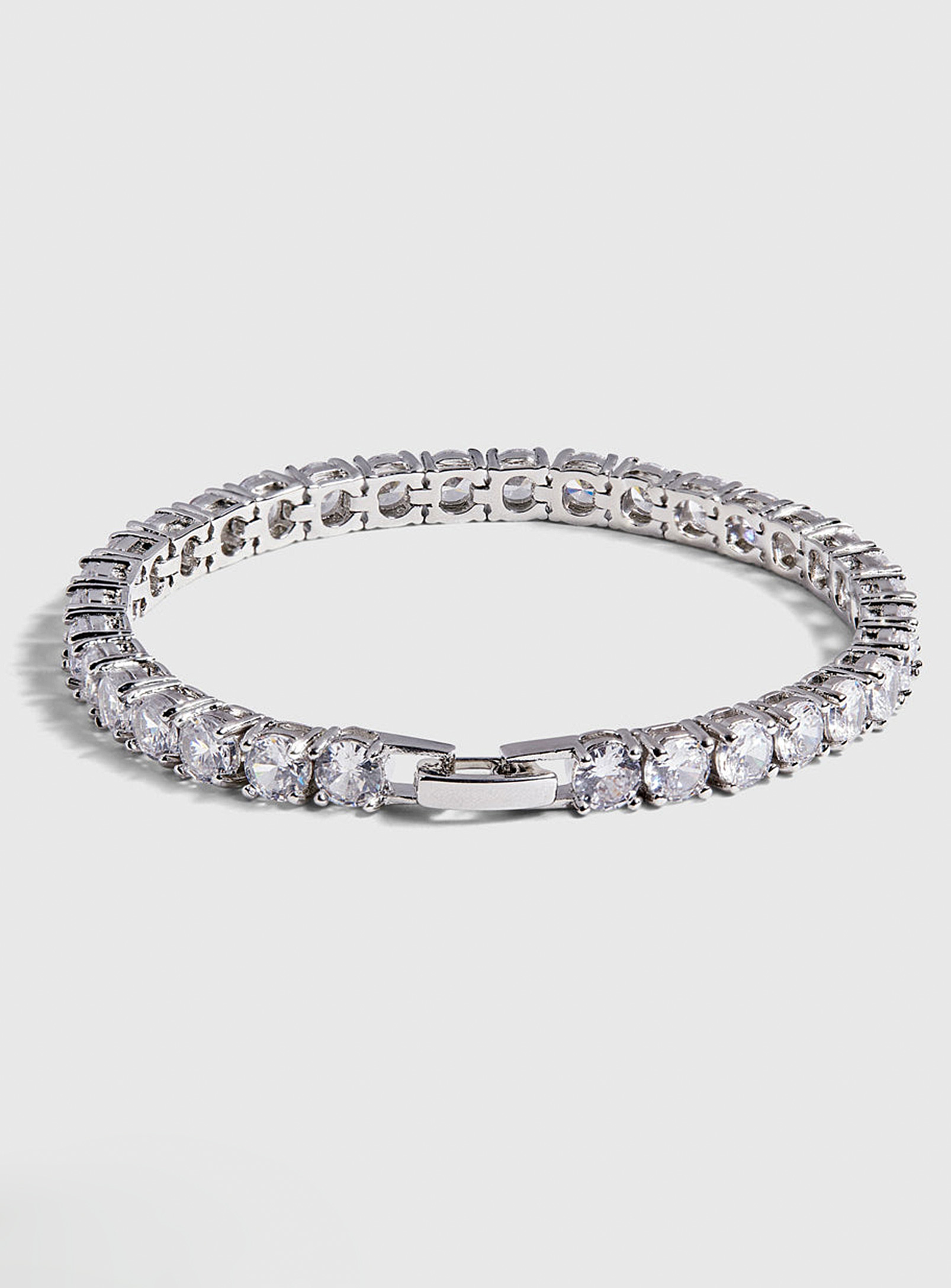 Shop Drae Shimmering Crystals Tennis Bracelet In Silver