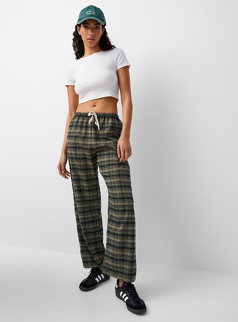 Twik Patterned Blue Green checkers loose pant for women