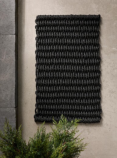 Simons Maison Light Grey Black braided cord doormat 40 x 70 cm