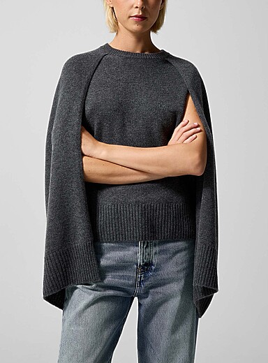 Toteme: Le chandail style cape pur cachemire Gris ardoise pour femme