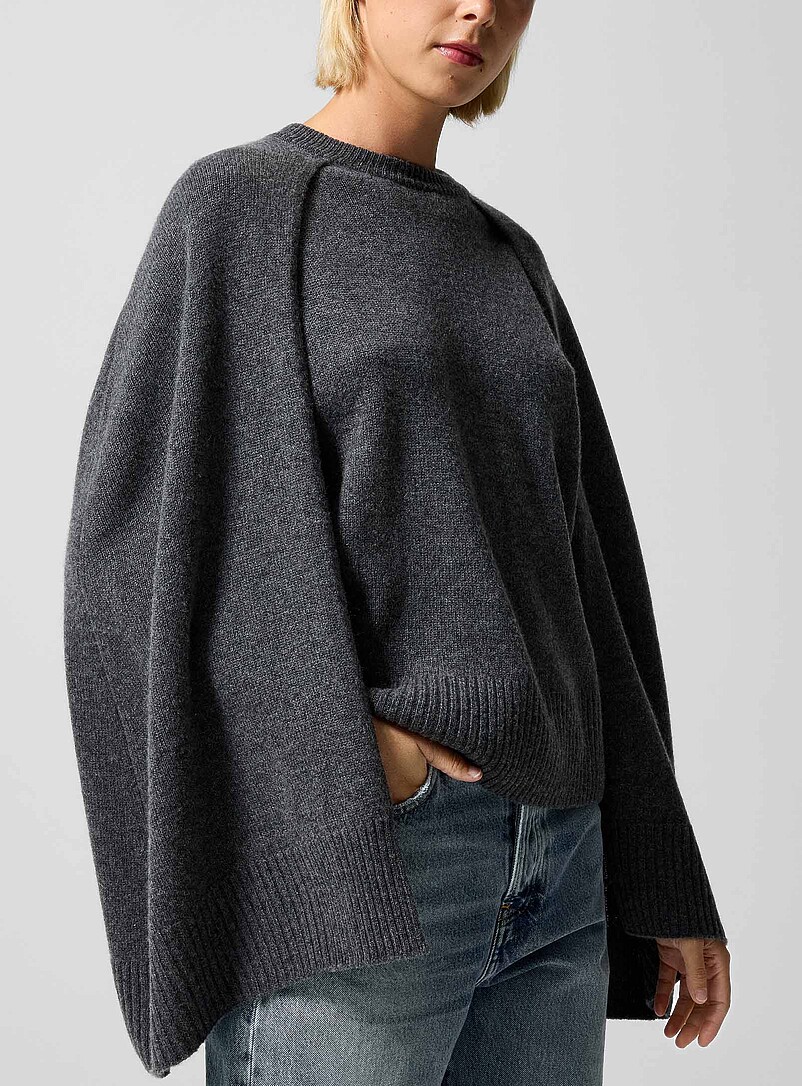 Toteme: Le chandail style cape pur cachemire Gris ardoise pour femme