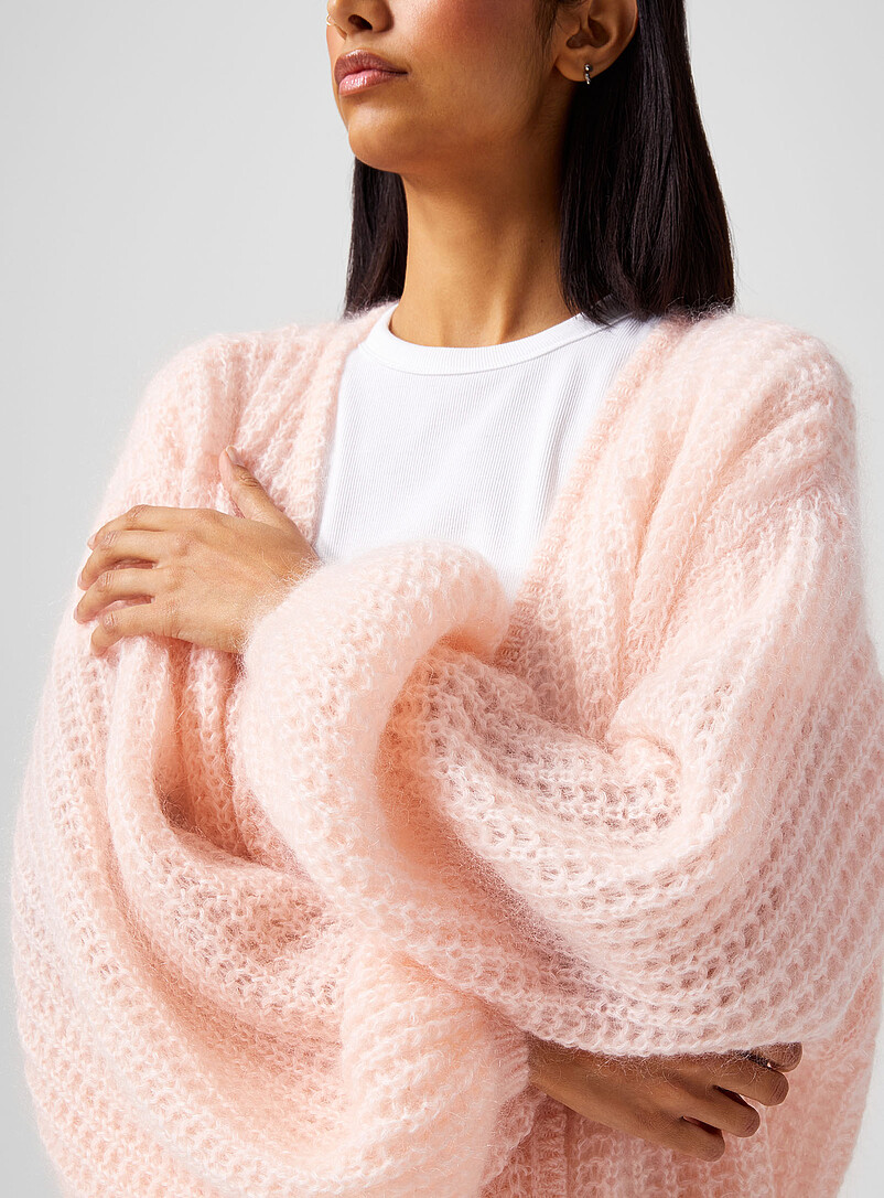Toteme: Le cardigan ample manches bouffantes en mohair Vieux rose pour femme