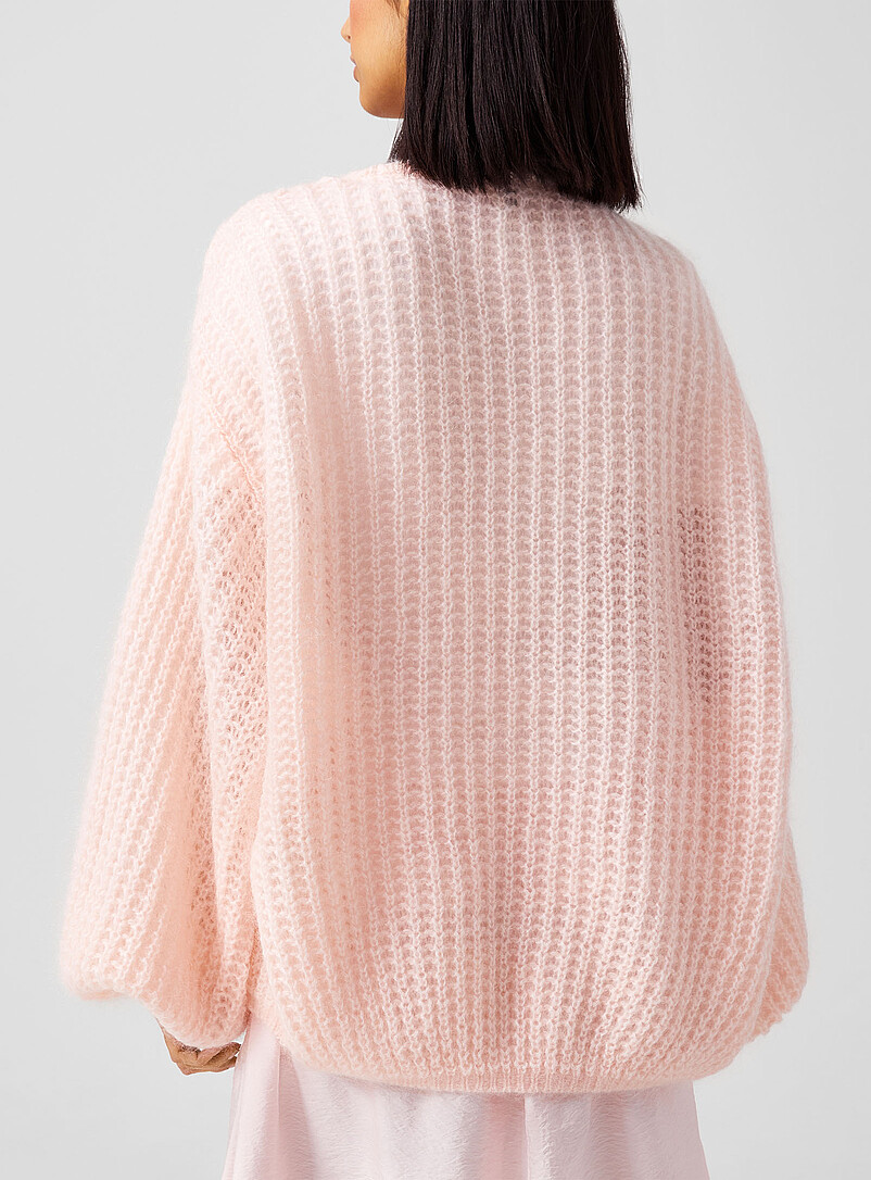 Toteme: Le cardigan ample manches bouffantes en mohair Vieux rose pour femme