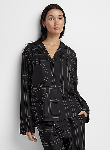Toteme: La chemise pure soie brod&eacute;e Noir pour femme
