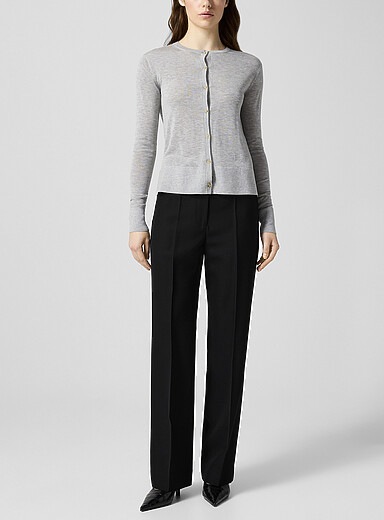 Pleated straight-leg pant