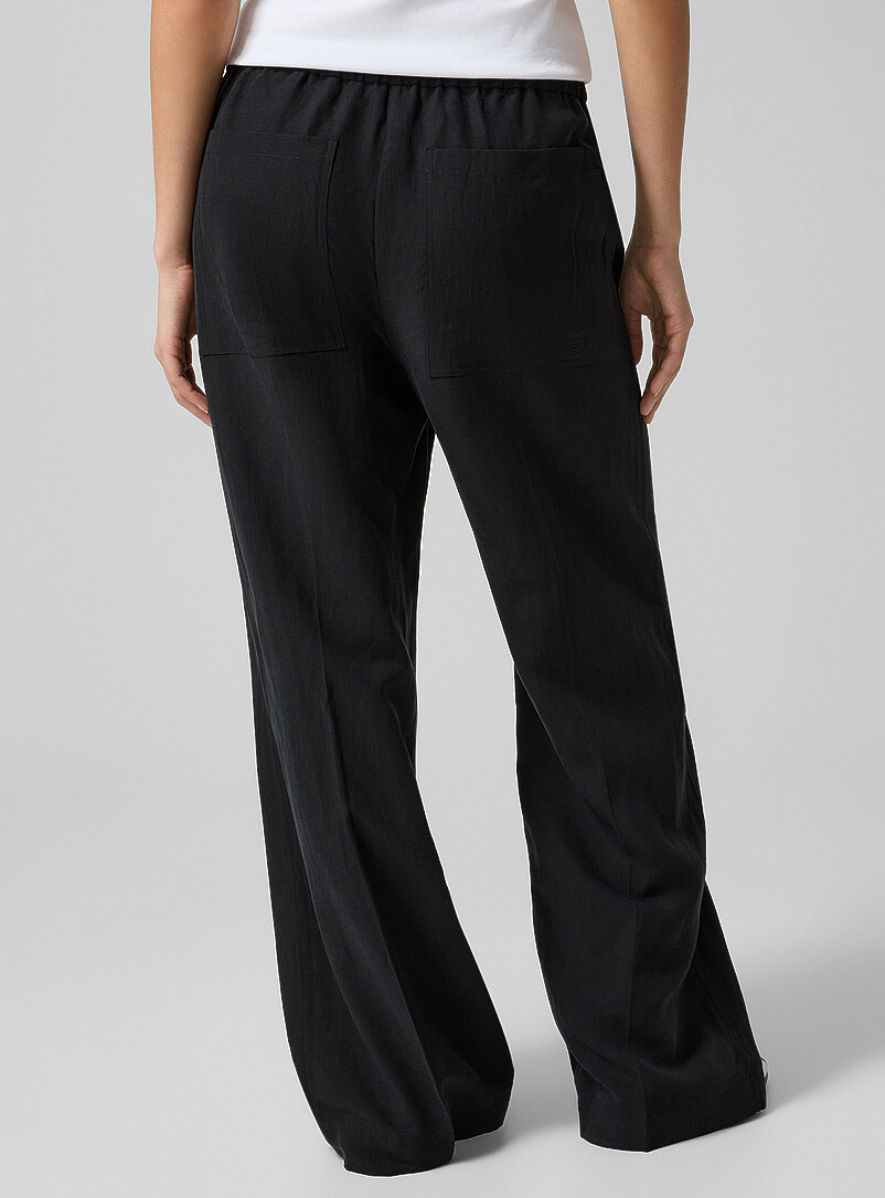 Toteme Black Touch of linen flowy pant for women