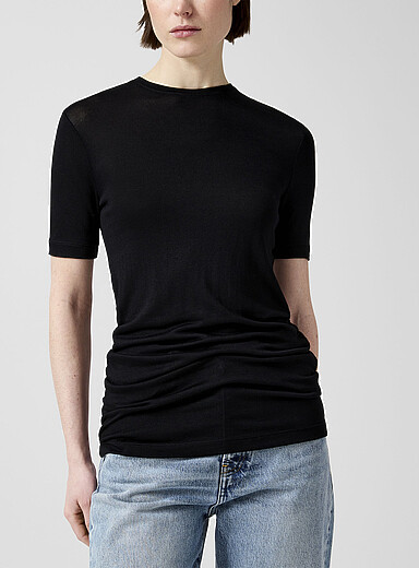 Toteme: Le t-shirt long en jersey fluide Noir pour femme