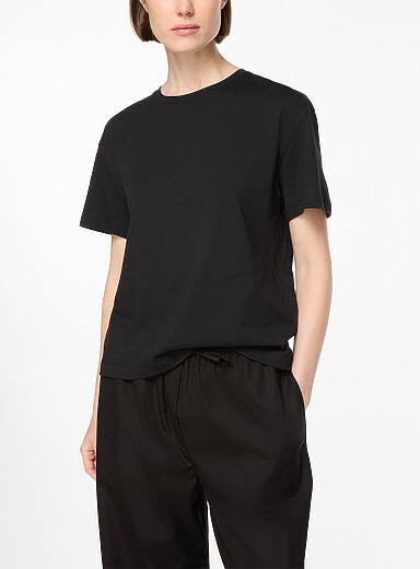 Toteme Black Embroidered logo classic T-shirt for women