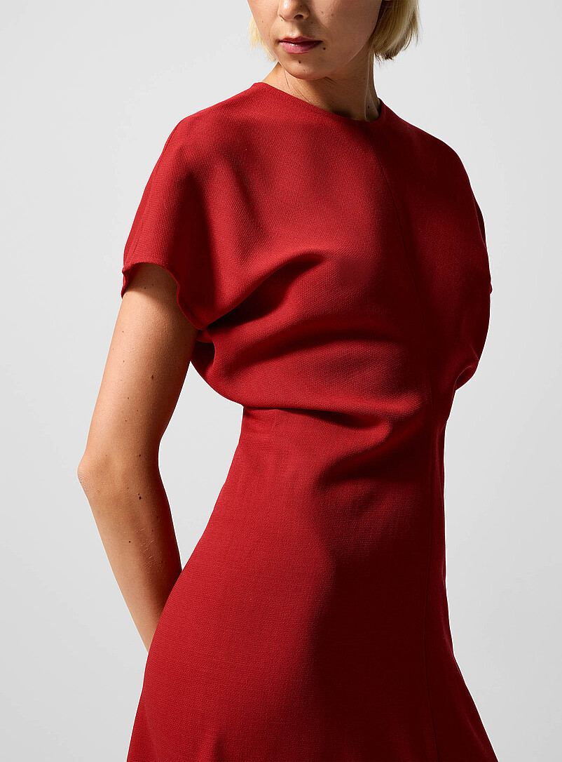 Toteme Red Ruched waist pure wool dress for women