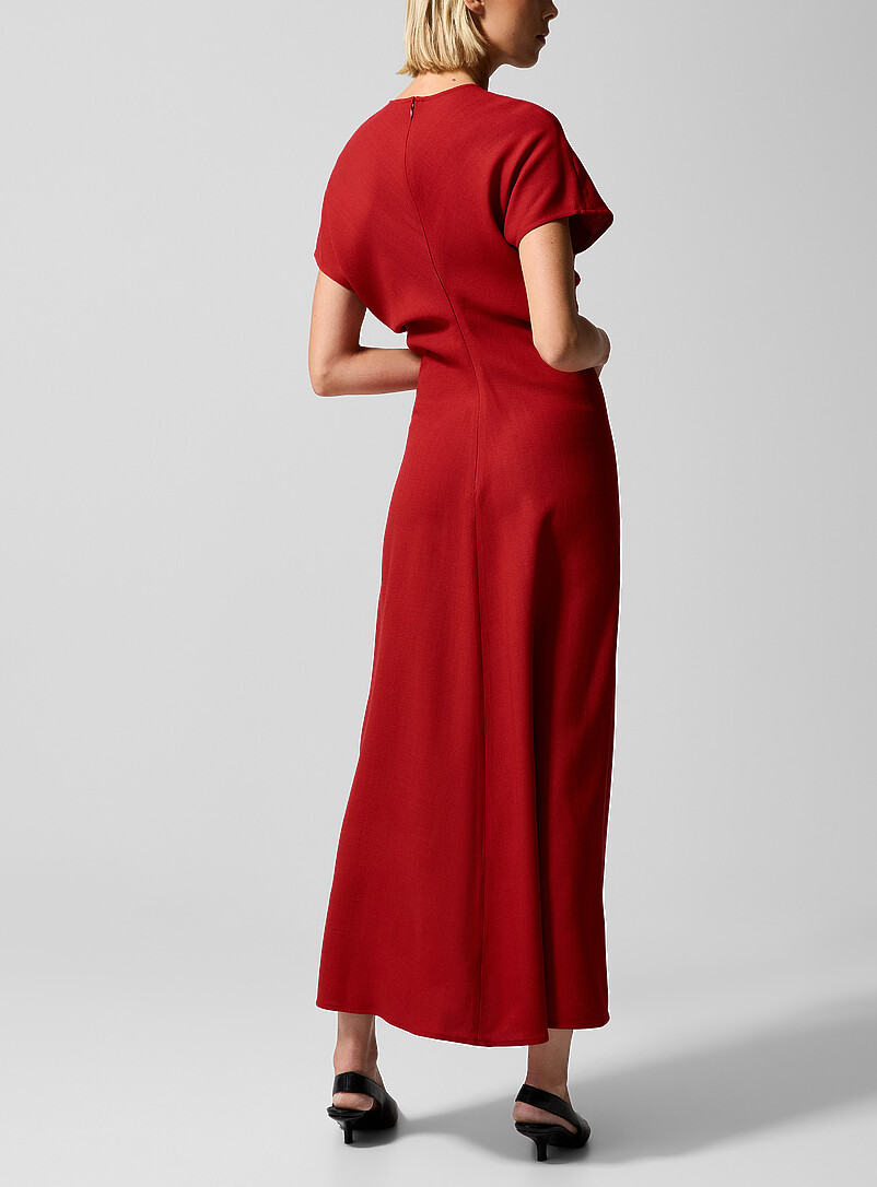 Toteme Red Ruched waist pure wool dress for women