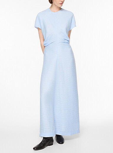 Toteme Baby Blue Blouson waist fine pleated long dress for women