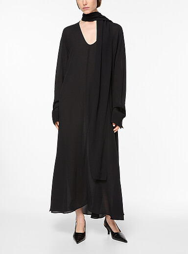 Toteme Black Scarf-neck midi dress for women