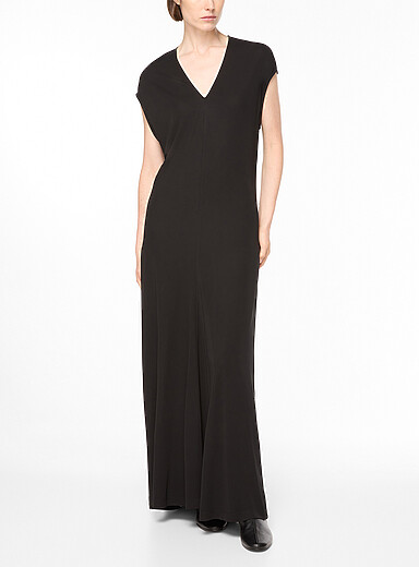 Toteme: La robe longue jersey col V Noir pour femme