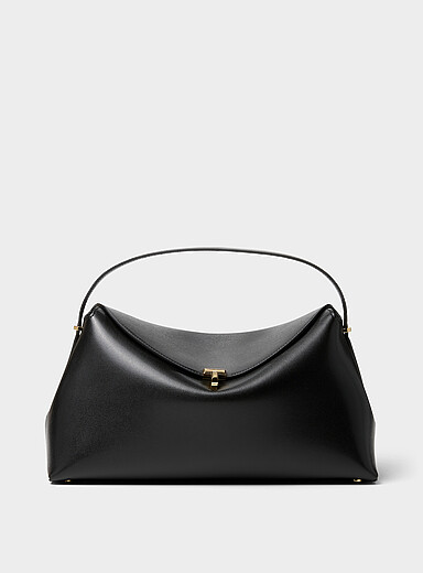 Toteme: Le sac &agrave; main T-lock en cuir Noir pour femme