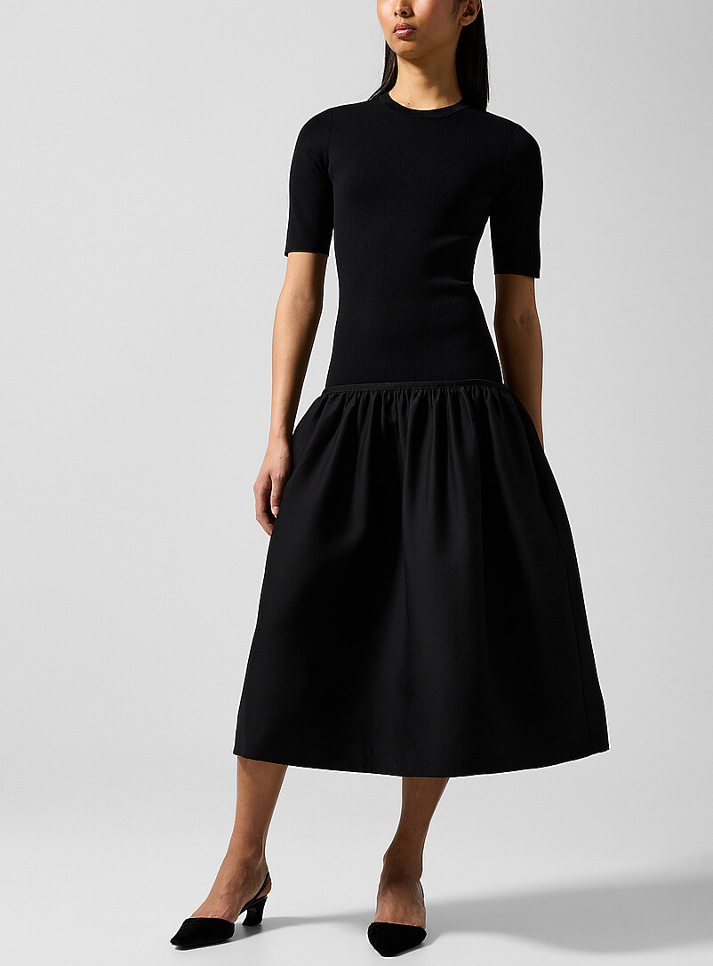 Drop-Waist Balloon Skirt Dress