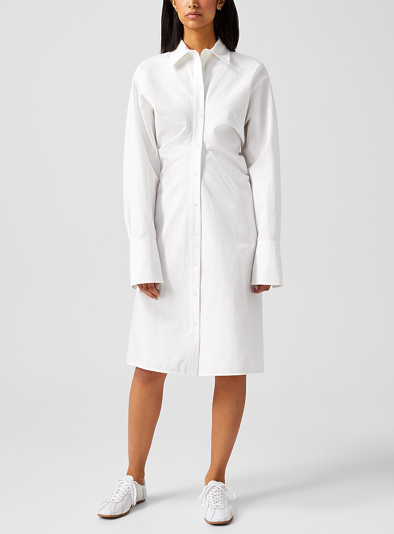 Fitted Cotton And Linen Shirt Dress