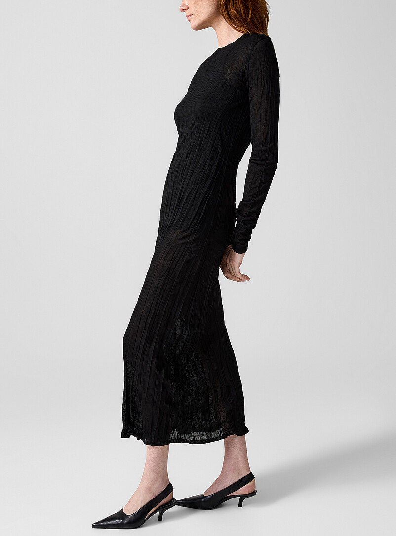 Long-sleeve crinkled-knit maxi dress product image 2