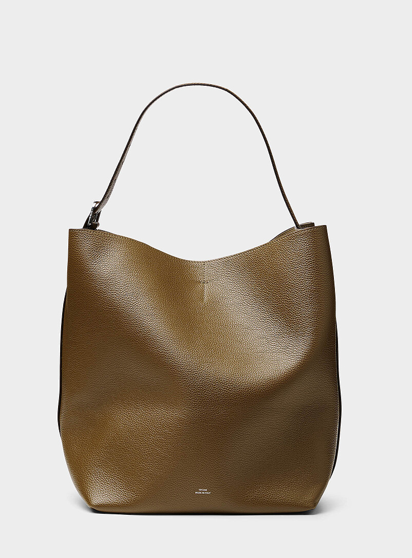 Belted Leather Tote Bag