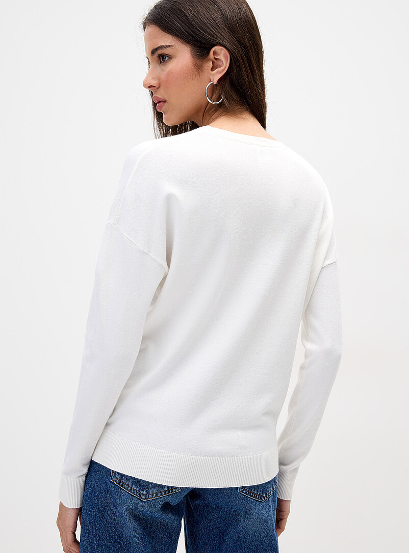 Twik Assorted Green Loose crew-neck sweater for women