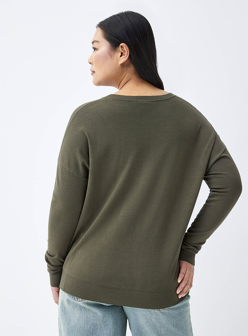 Twik Assorted Green Loose crew-neck sweater for women