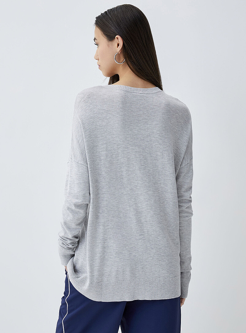 Twik Assorted Green Loose crew-neck sweater for women