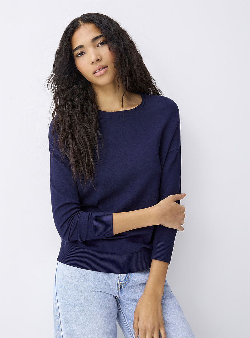 Twik Assorted Green Loose crew-neck sweater for women