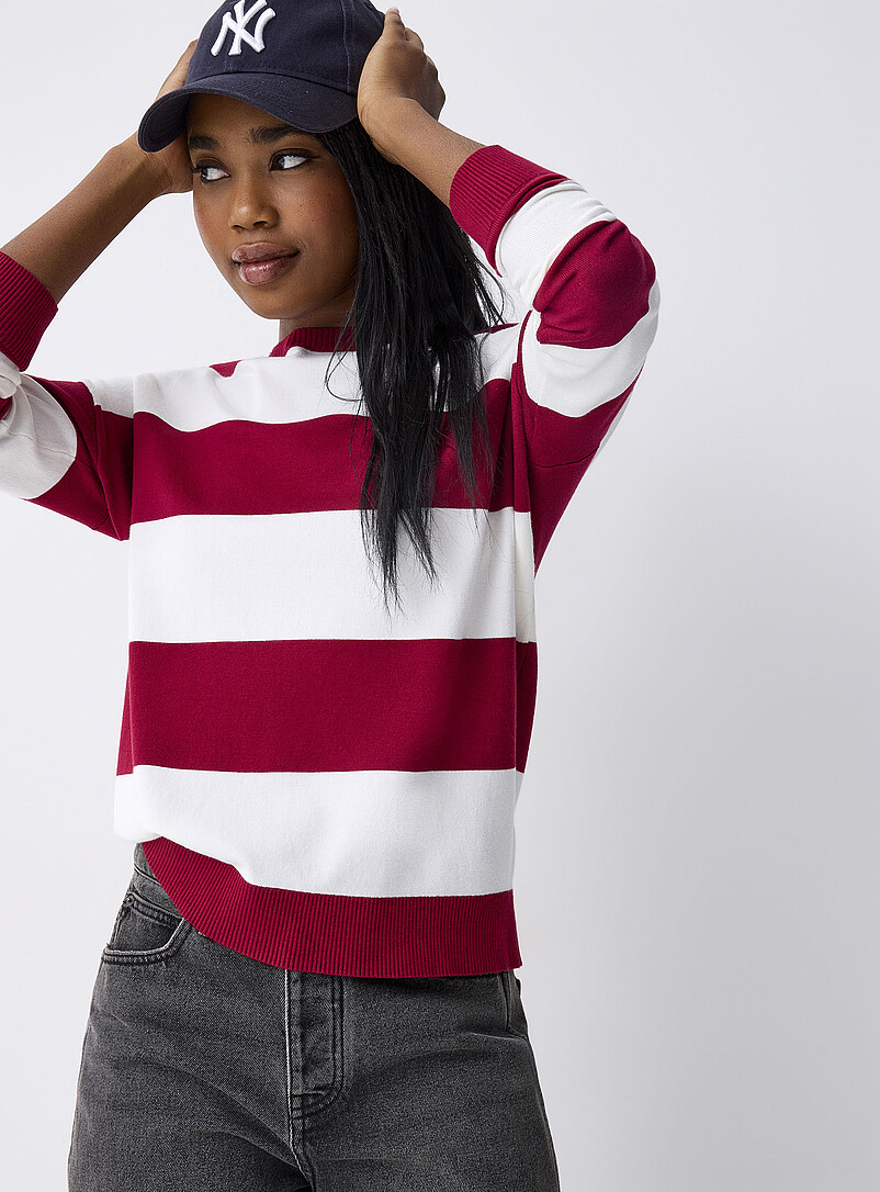 Twik: Le chandail larges rayures Brun &agrave; motifs pour femme