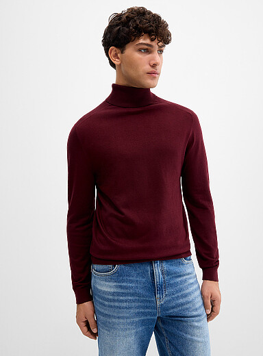 Le 31: Le chandail col roul&eacute; tricot soyeux Bourgogne pour homme