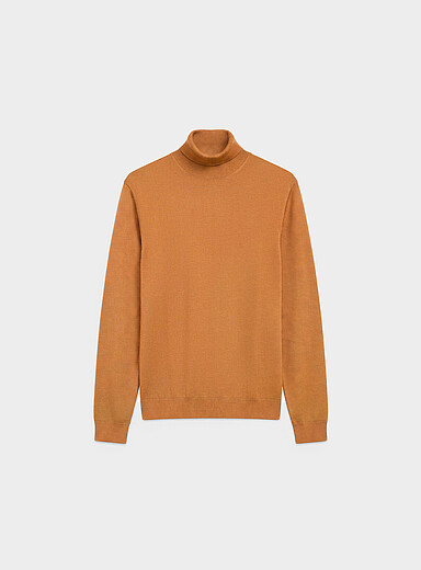 Le 31: Le chandail col roul&eacute; tricot soyeux Ocre jaune pour homme