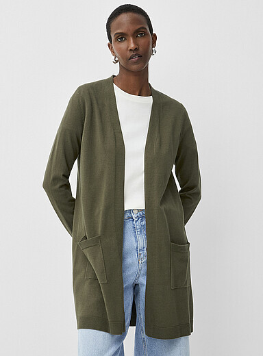 Long flowy open cardigan