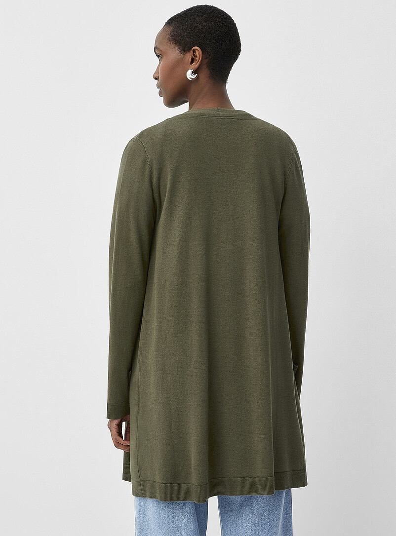 Contemporaine Black Long flowy open cardigan for women
