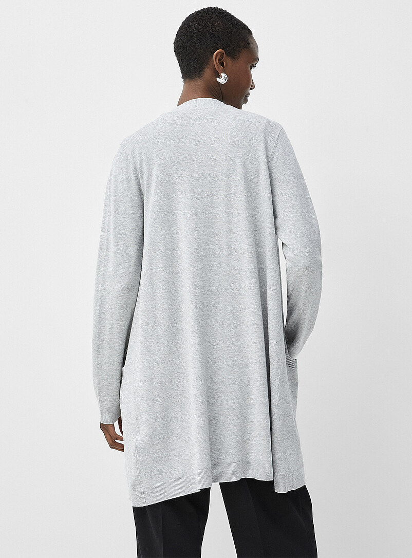 Contemporaine: Le long cardigan fluide ouvert Noir pour femme