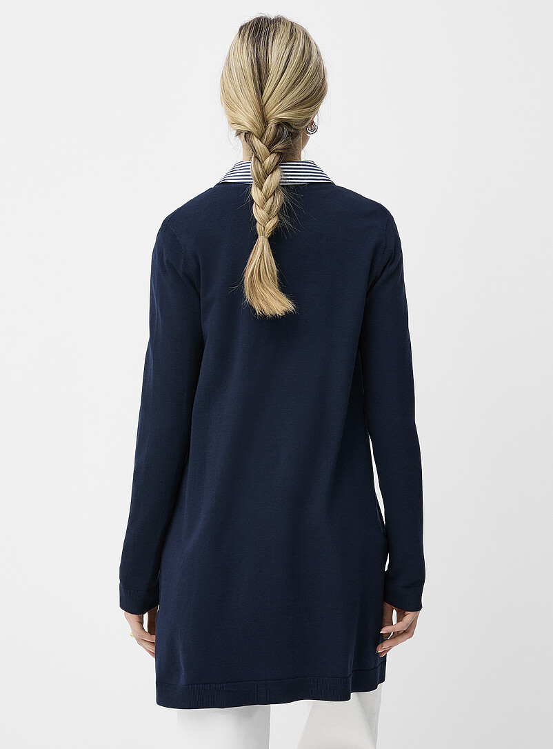 Contemporaine: Le long cardigan fluide ouvert Noir pour femme