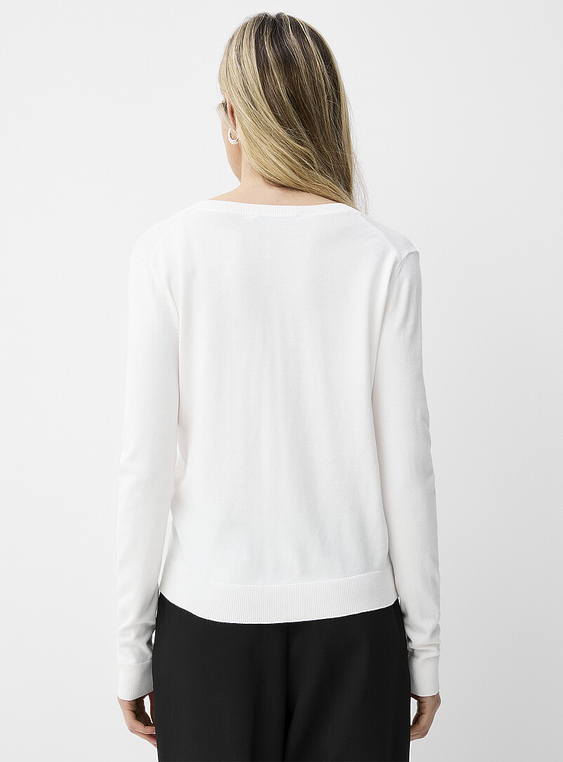 Contemporaine Taupe Fluid V-neck sweater for women