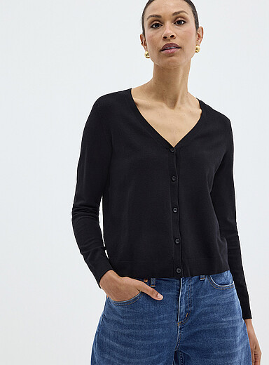 Flowy knit V-neck cardigan | Contemporaine | Shop Women's