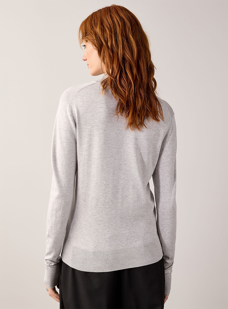 Contemporaine Light Grey Fine knit mock-neck sweater for women