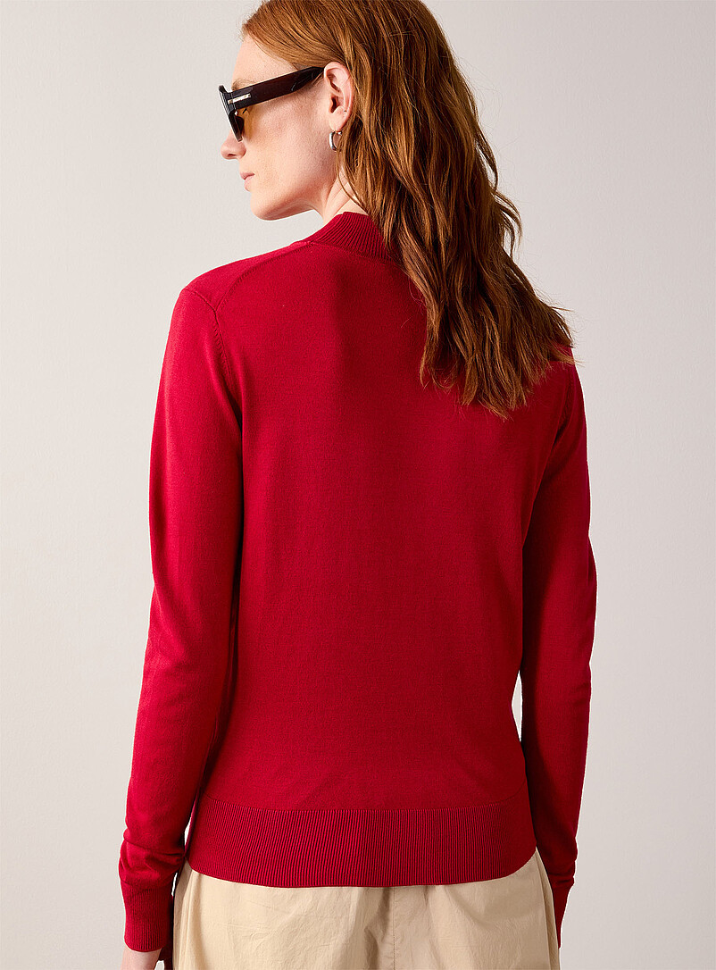 Contemporaine Light Grey Fine knit mock-neck sweater for women