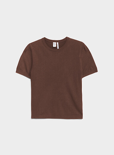 Le chandail tricot fluide manches courtes