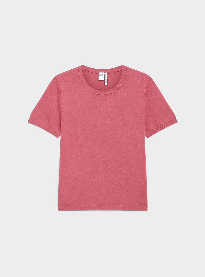 Twik: Le chandail tricot fluide manches courtes Blanc pour femme