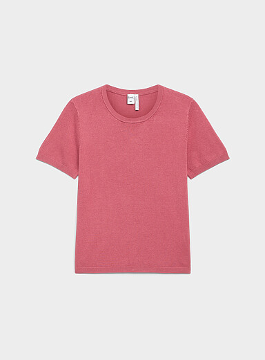 Twik: Le chandail tricot fluide manches courtes Blanc pour femme