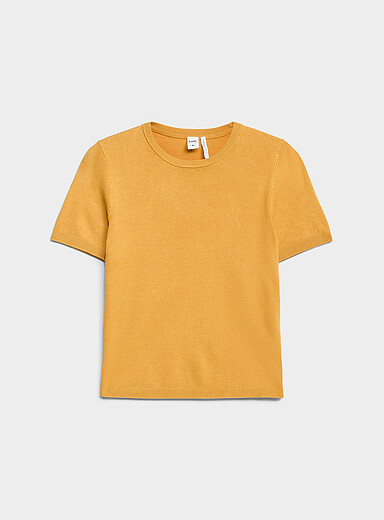 Le chandail tricot fluide manches courtes