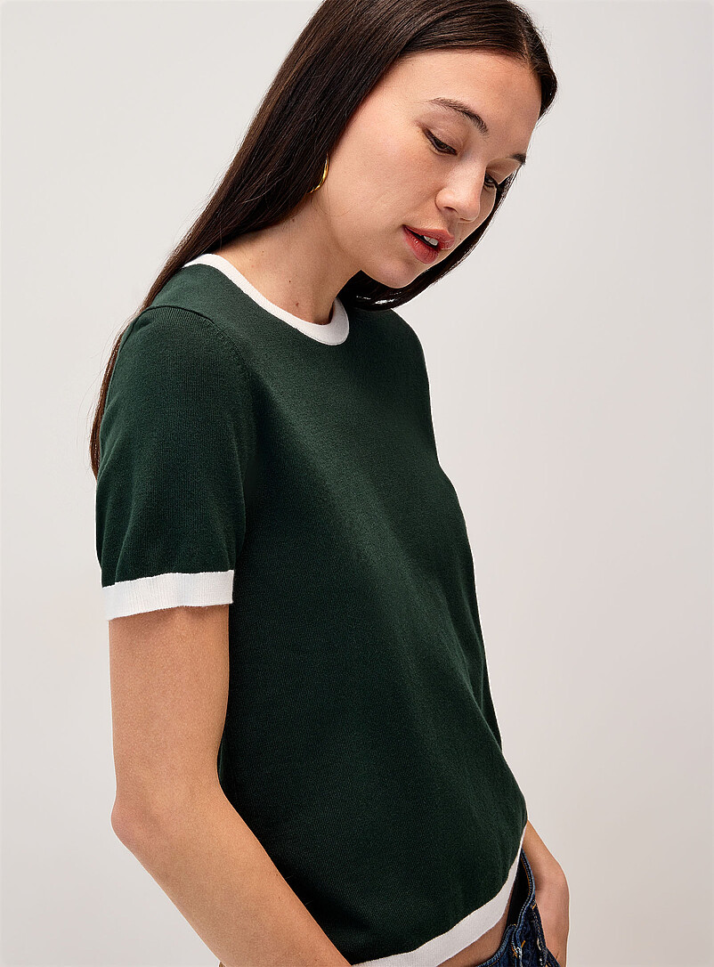 Twik: Le chandail tricot fluide ray&eacute; Blanc et noir  pour femme